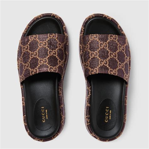 brown gucci slide|women brown Gucci slides.